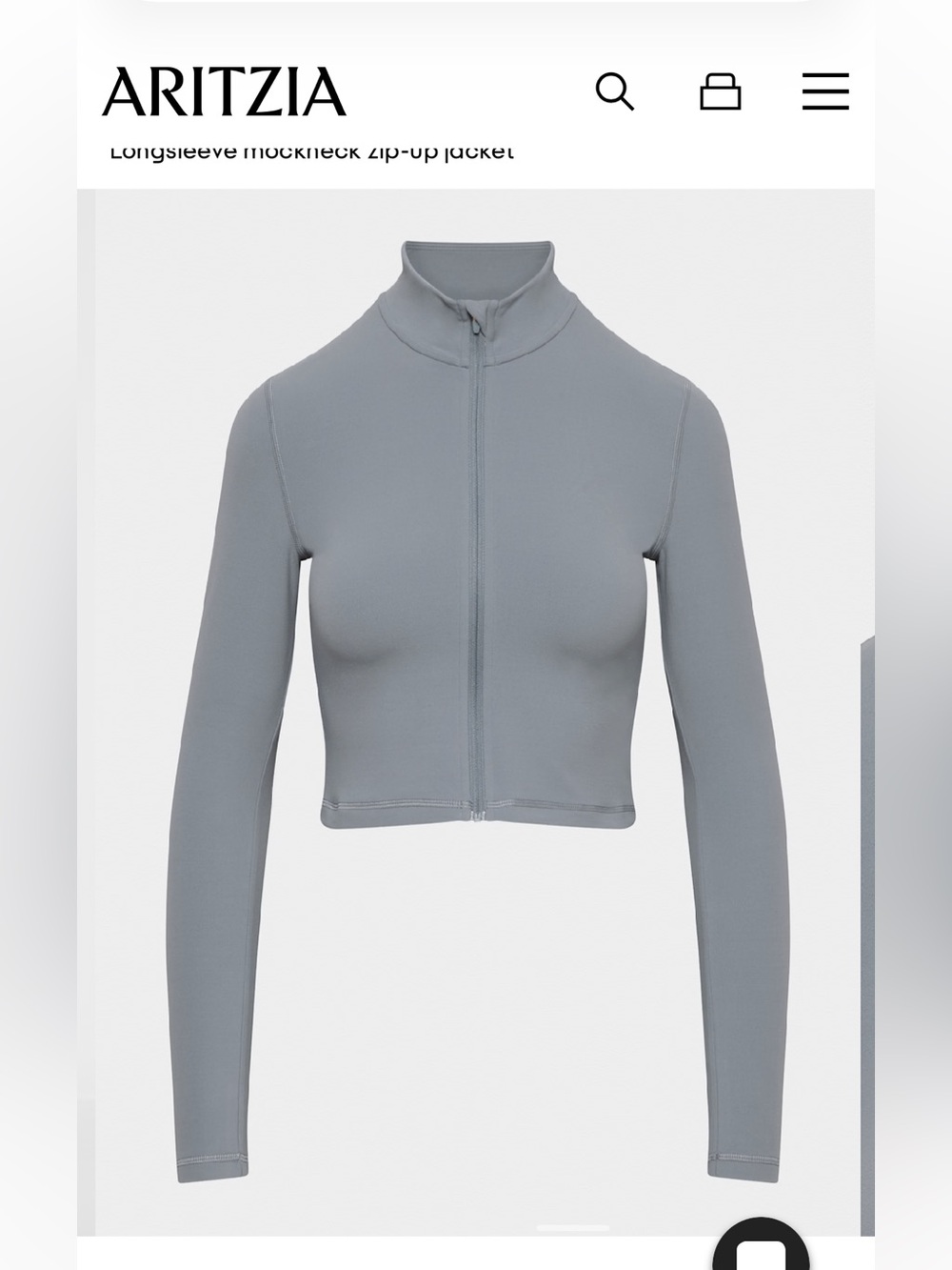 Aritzia BUTTER Limit Zip Longsleeve